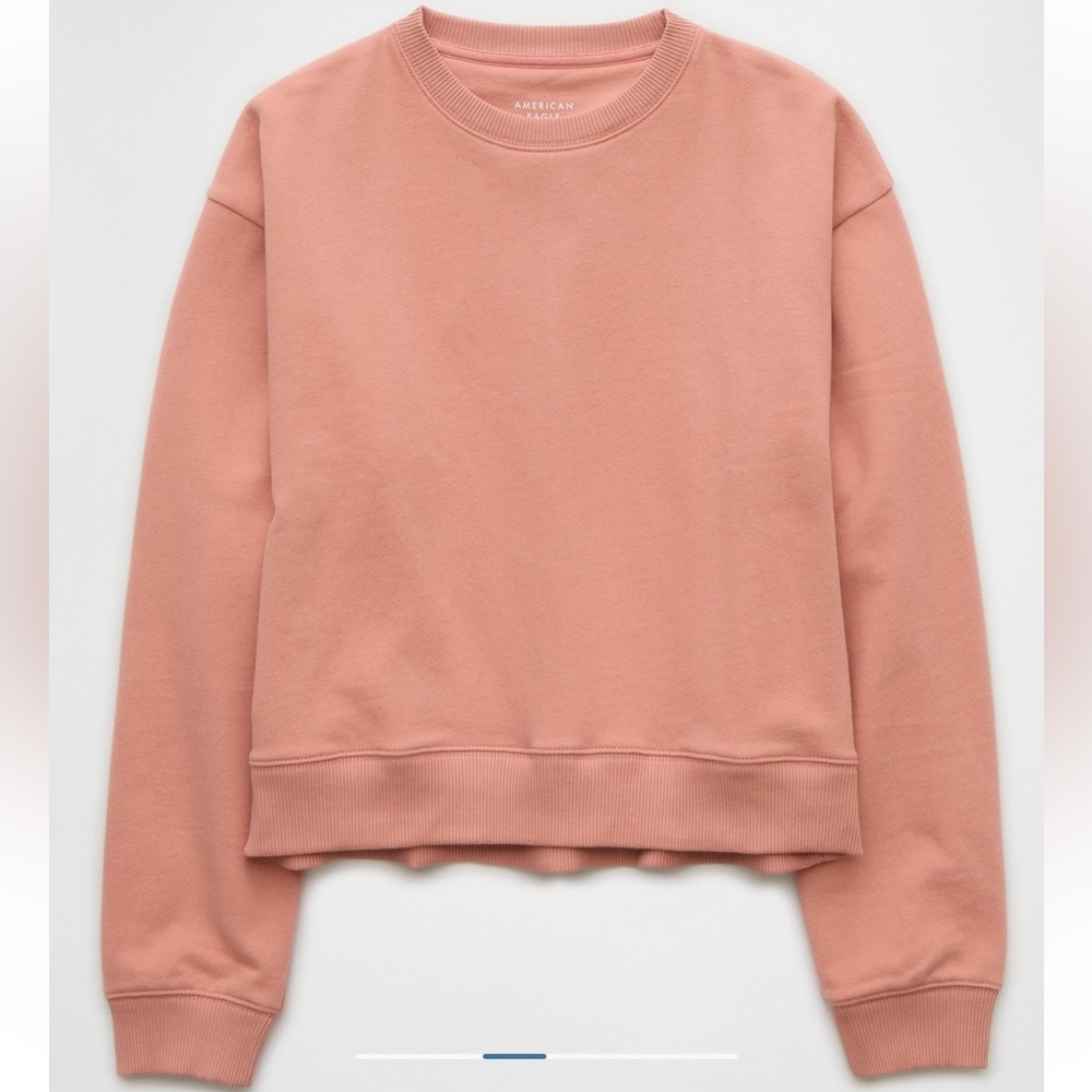 NWT AE cropped crewneck pullover sweatshirt in coral